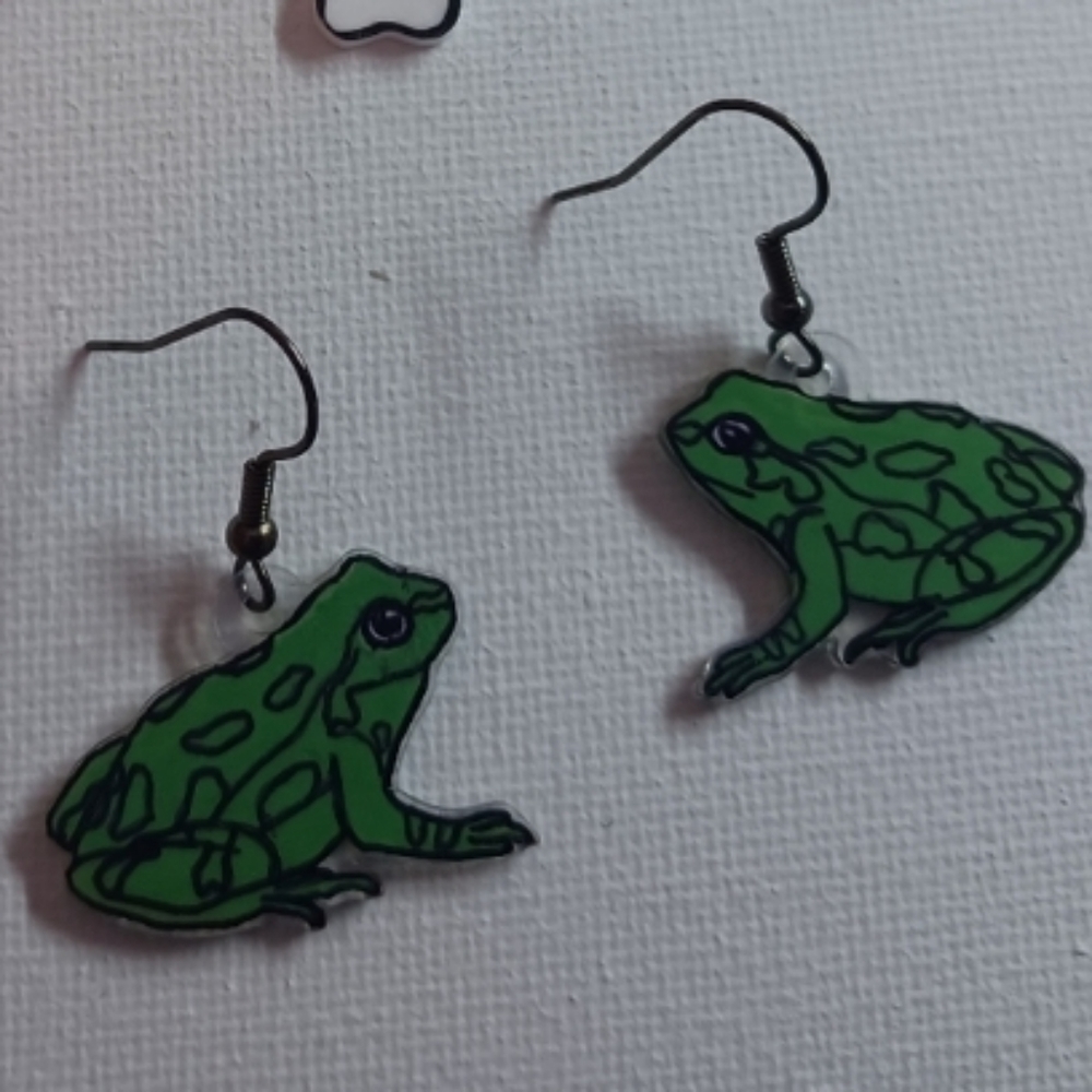 4/$60 New Green Frog Pair of Earrings - Hand-Made